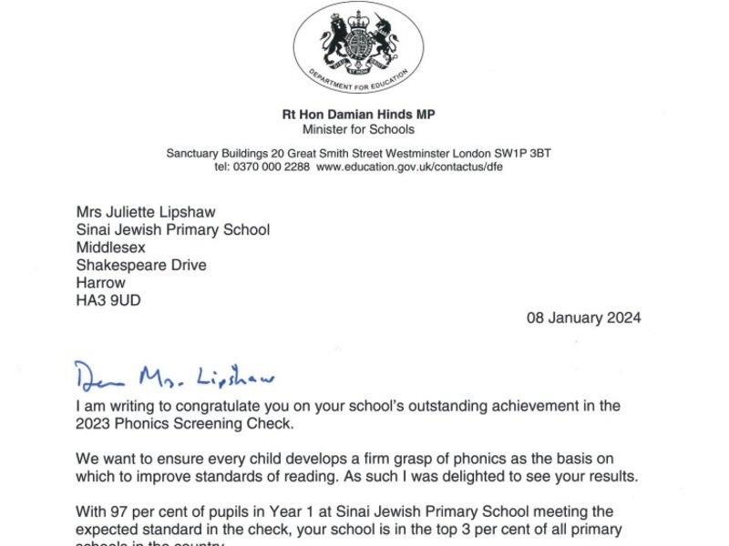 Image of We are top 3% of all primary school for phonics 